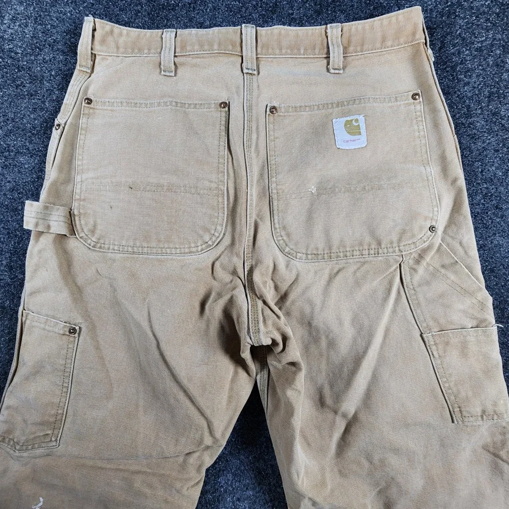 Vintage 80s Carhartt Double Knee Pants Mens 34x32 Tan USA Made Duck Canvas